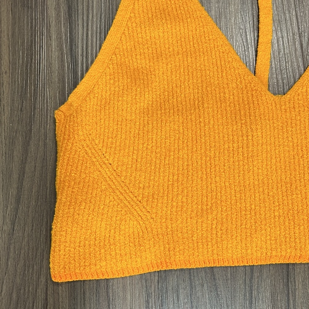 rag & bone Soleil‎ Rib Bra Top Orange Knit Ribbed V-Neck Racerback size large - Picture 6 of 13